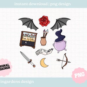 ACOTAR PNG, Bookish PNG, Romantasy Bookish PNG, Descarga digital de arte para camisetas, calcomanías, tazas y más