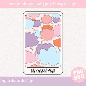 Overthinker Tarot Card SVG PNG, Diseño de salud mental para carta de tarot, descarga de diseño digital
