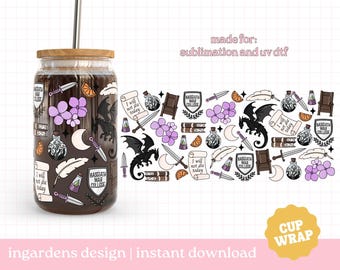 Fourth Wing Cup Wrap PNG, Bookish Romantasy Cup Wrap PNG Design for T-shirts, Sticker, Mug and More