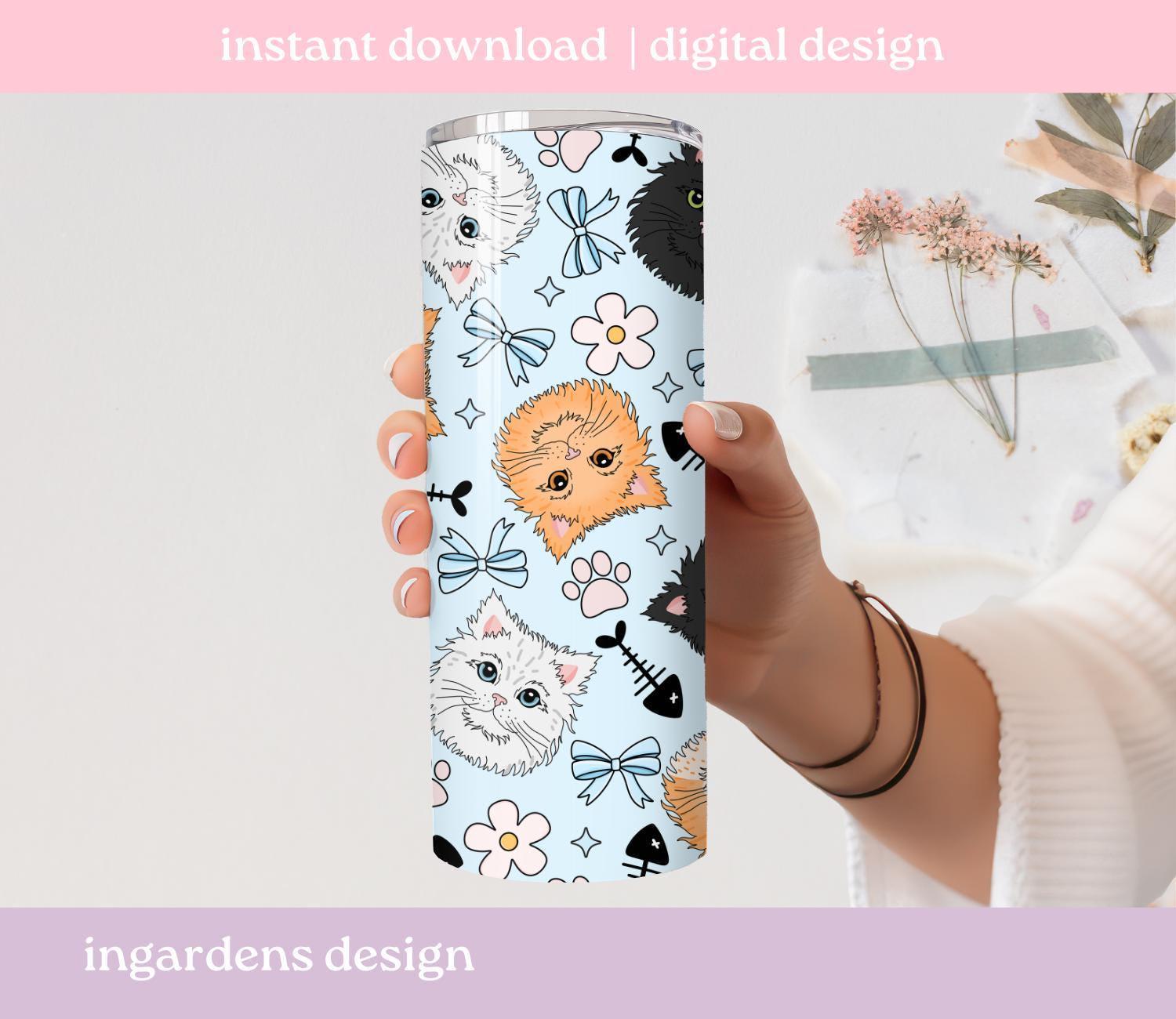 Fluffy Cat Seamless Pattern PNG, Cat Pattern, Digital Download ...
