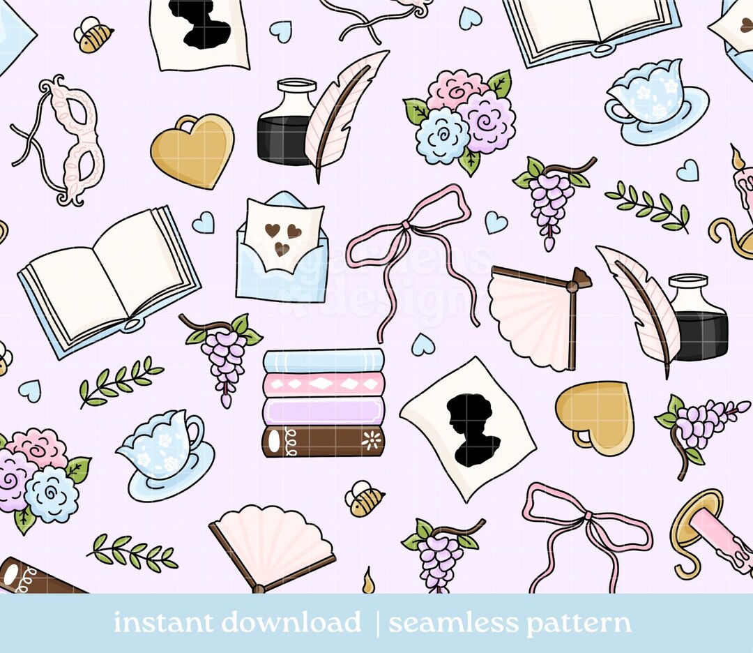 Regency Pattern Png Regency Bookish Seamless Pattern, Digital Download, Seamless Pattern ...