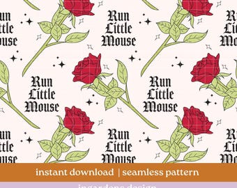 Run Little Mouse Seamless Pattern, Haunting Adeline, Hunting Adeline, Digital Download, Seamless Pattern, Bookish Pattern