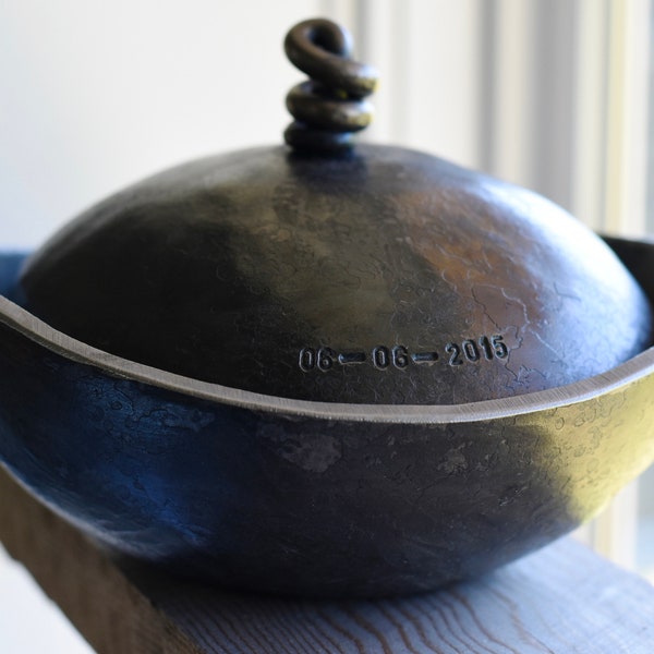 6th anniversary gift hand forged WABI SABI lidded BOWL personalized gift iron anniversary gift 11th anniversary