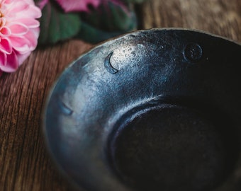 LUNAR CANDLE BOWL hand forged moon phases personalized gift for her