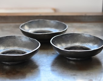 3 Candle Bowls personalized 6th anniversary gift hand forged iron anniversary gift 11th anniversary gift iron metal bowl