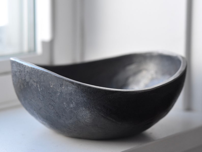 WABI-SABI BOWL with or without personalization 6th anniversary gift iron anniversary gift hand forged wedding gift 11th anniversary bowl image 5