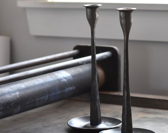 A Pair of CANDLESTICKS iron hand forged personalized gift iron candlesticks 6th anniversary gift