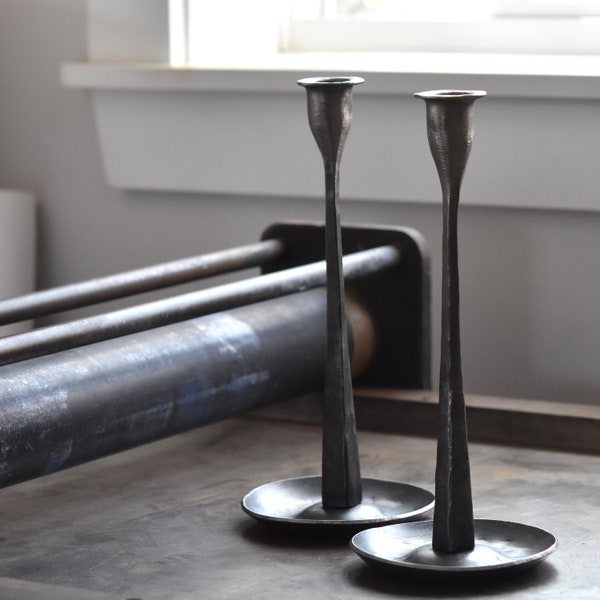 A Pair of CANDLESTICKS iron hand forged personalized gift iron candlesticks 6th anniversary gift