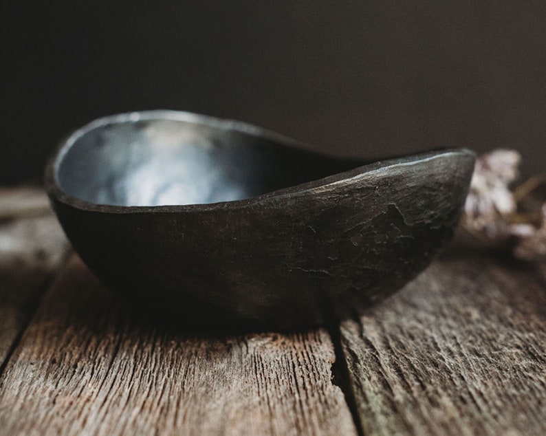 WABI-SABI BOWL with or without personalization 6th anniversary gift iron anniversary gift hand forged wedding gift 11th anniversary bowl image 3