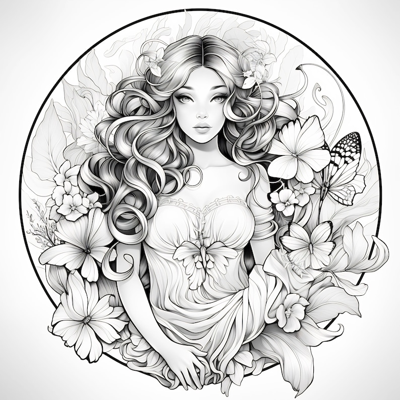 Coloring Pages Gothic Fairies Printable Pdf Coloring Sheets, Enchanting Fairyland, Dark Fantasy
