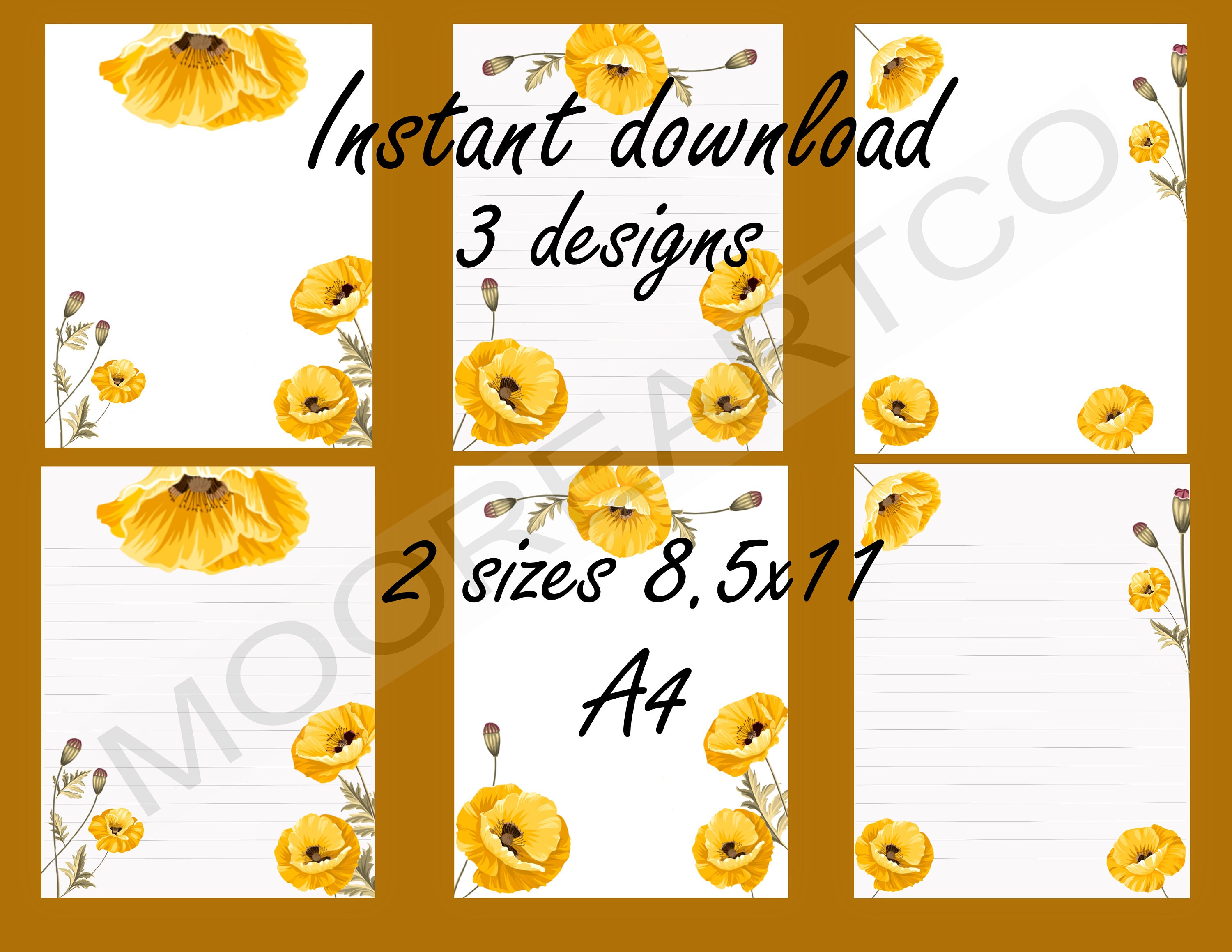 Printable Lined Paper Blank Writing Paper Poppy a Design Paper Letter ...