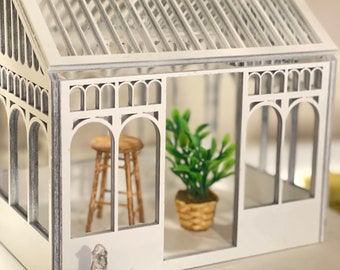 Miniature 1:24 Scale DIY Dollhouse Greenhouse Kit