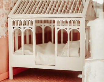 Miniature 1:12 Scale DIY Dollhouse Canopy Bed Kit