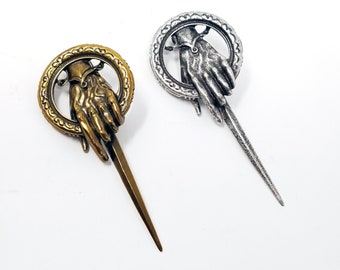 HotK HotQ Brooch from GoT - Antique Gold or Silver Plated Metal Pin