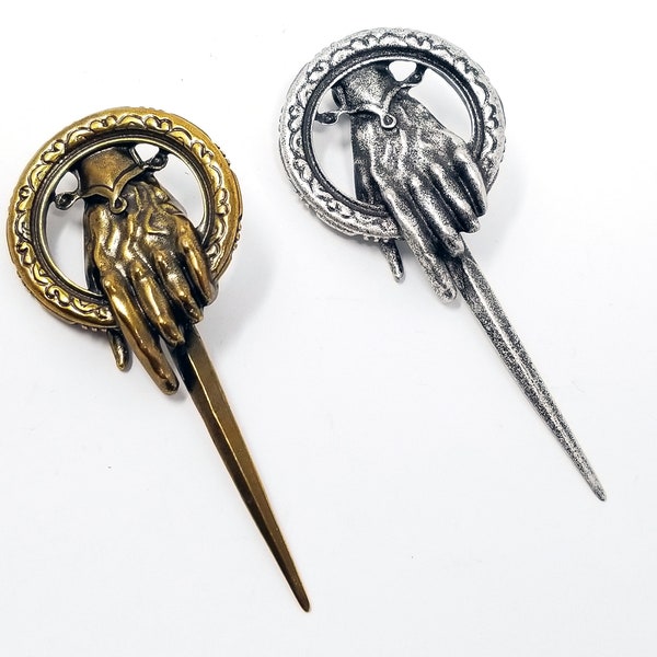 HotK HotQ Brooch from GoT - Antique Gold or Silver Plated Metal Pin