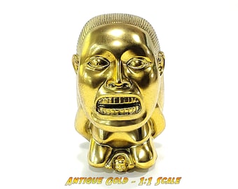 Full Size Antique Gold Chachapoyan Fertility Idol from Indiana Jones - Screen Accurate - 1:1 Scale