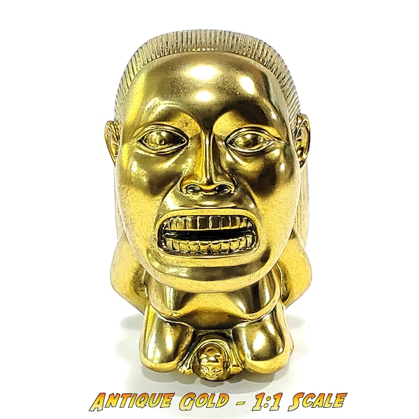 Full Size Antique Gold Chachapoyan Fertility Idol from Indiana Jones - Screen Accurate - 1:1 Scale