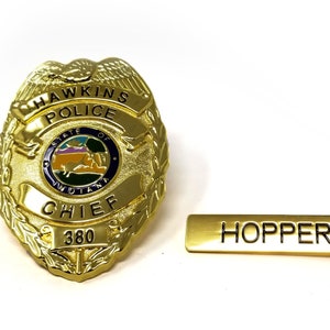 Chief Hopper Hawkins Police Badge and Name Tag Prop Replica From ...