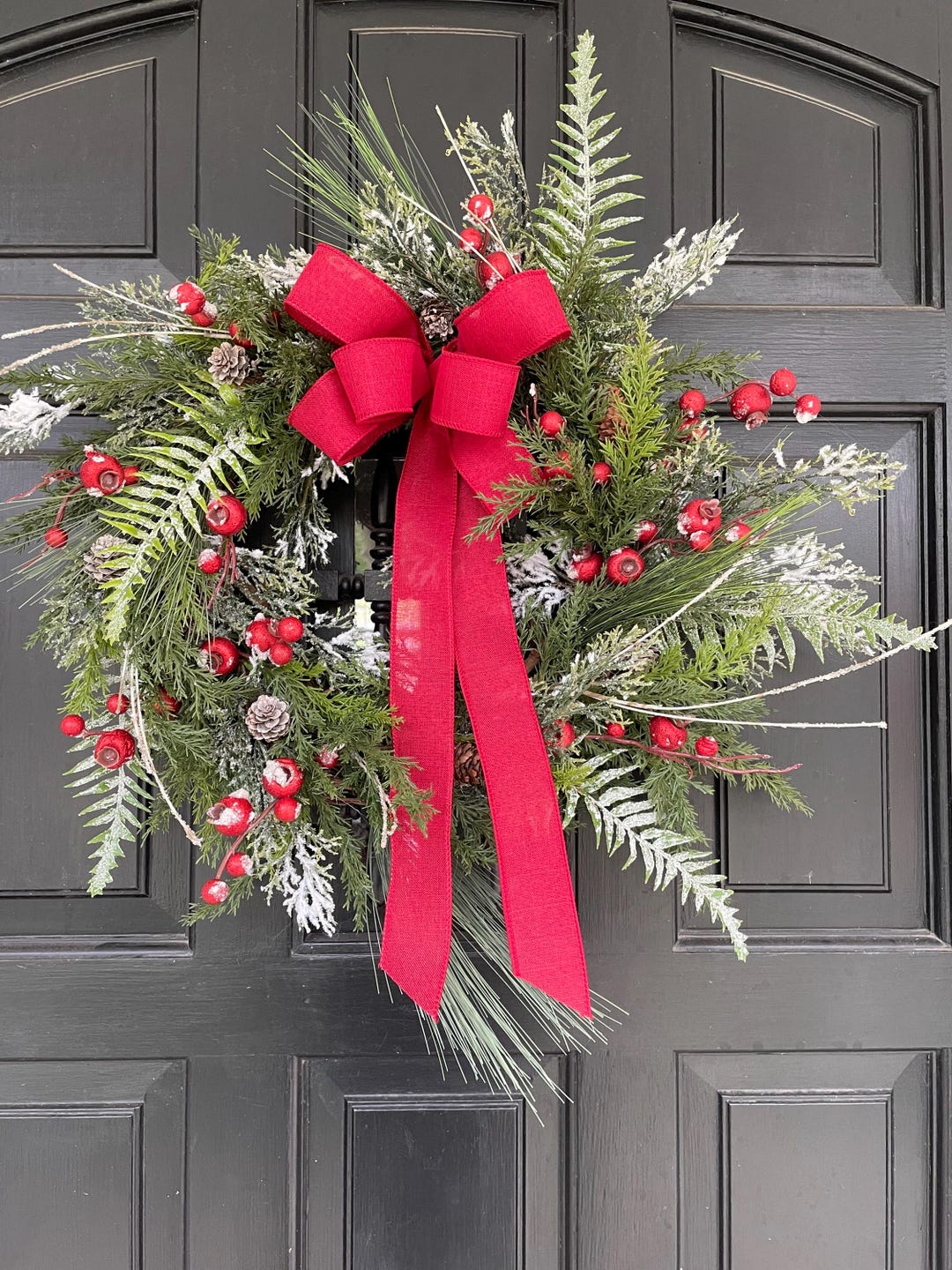 Christmas Wreath Front Door Holiday Wreath Christmas Decor Greenery ...
