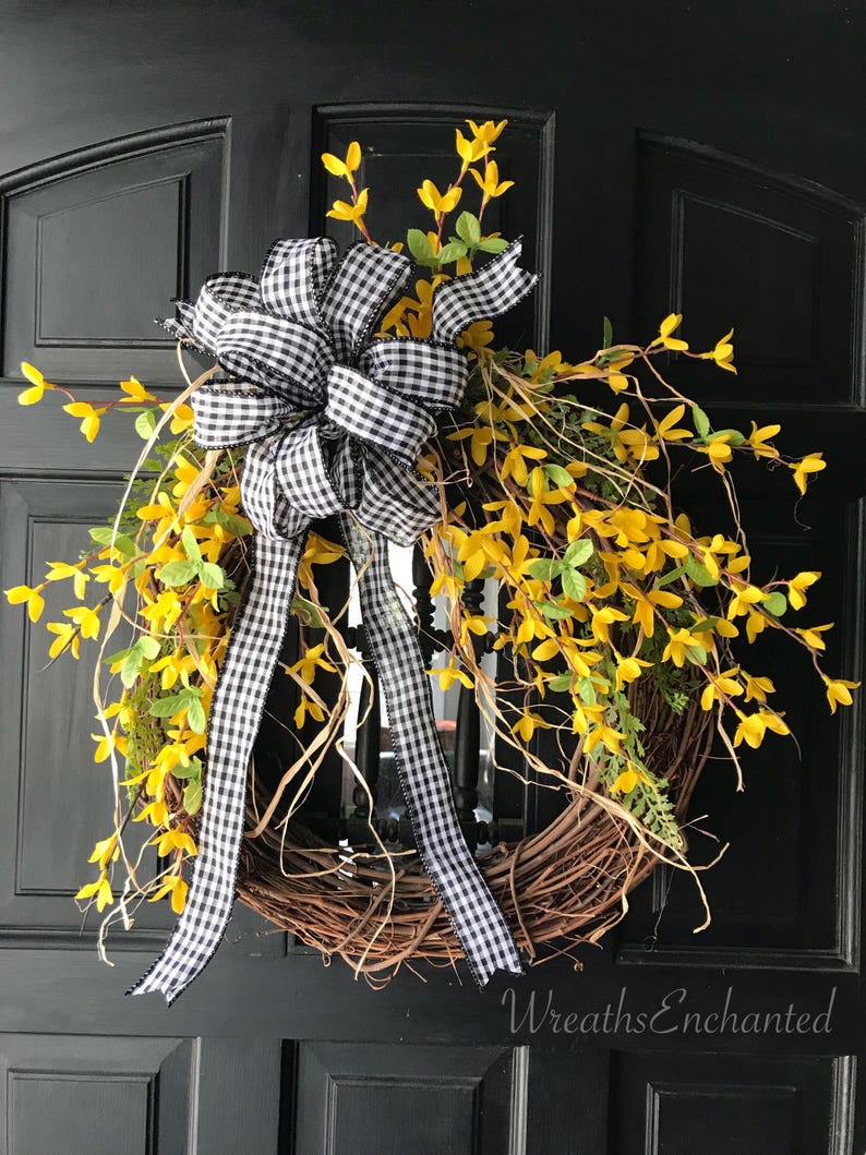 Forsythia Wreath Front Door Wreath Spring Wreath Summer Wreath Etsy