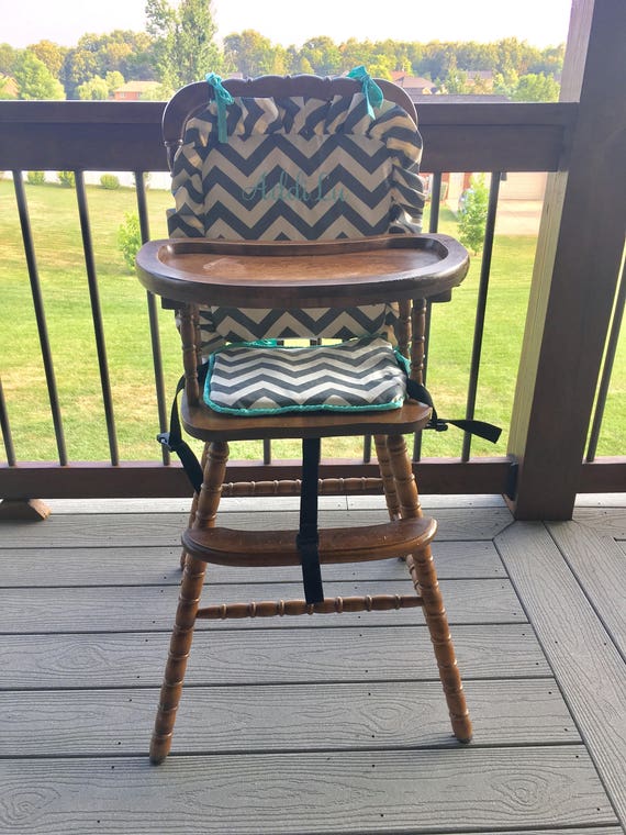 High Chair Cover Gray With Mint Trim Highchair