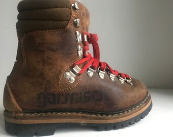 vtg. GARMISCH Hiking Ankle Boots German Mt. Apres-Ski Classic Unisex Sz Mens 5 Womens 6.5/7, EU 36.5/37