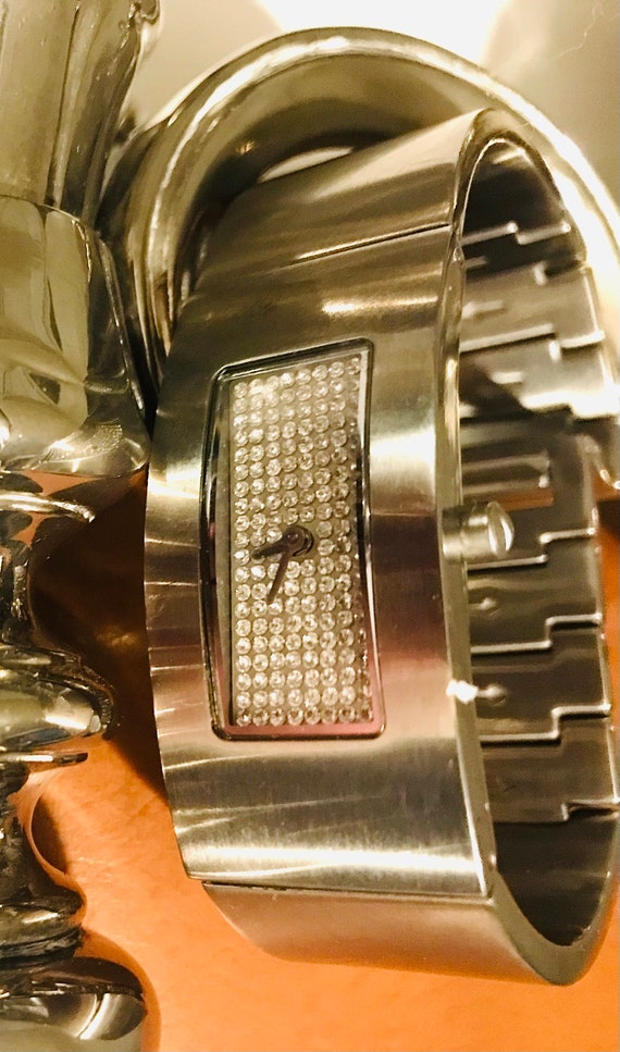 vtg. DKNY Wristwatch Bracelet Sparkling Rectangle… - image 9