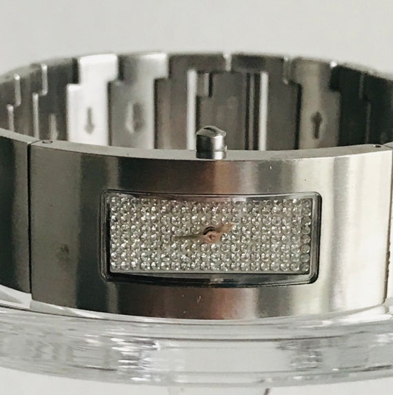 vtg. DKNY Wristwatch Bracelet Sparkling Rectangle… - image 2