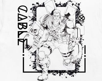 T-shirt Cable X-Men, chemise super-héros Marvel Comics, t-shirt graphique guerrier mutant, cadeau pour fan de bandes dessinées, vêtements X-Men des années 90