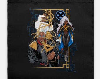 Storm X-Men Tote Bag, Storm Mutant Hero Canvas Tote, X-Men Comic Book Bag, Superhero Fan Gift, African Superhero Tote, Graphic Shopping Bag