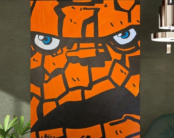 The Thing Inspired Original Painting, Fantastic Four Fan Art, Marvel Superhero Wall Art