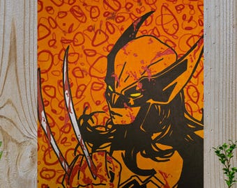 Peinture acrylique X-23 peinte à la main – oeuvre d'art mutant Marvel Comics, oeuvre d'art murale clone de Wolverine