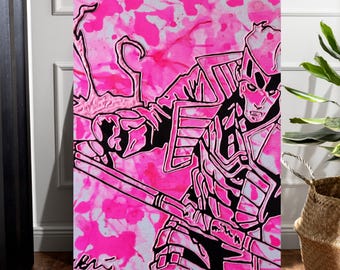 Peinture acrylique Gambit peinte à la main – Art mutant X-Men Marvel Comics, décoration murale super-héros voyou