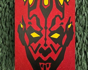 Tableau Dark Maul peint à la main – oeuvre d'art murale Star Wars, oeuvre d'art acrylique Seigneur Sith