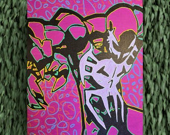 Peinture acrylique Spider-Man 2099 peinte à la main – Art futuriste Spider-Man Marvel Comics, décoration murale super-héros