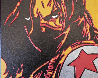 Winter Soldier Painting, Bucky Barnes Marvel Fan Art, Superhero Wall Decor, Comic Book Artwork, Gift for Marvel Fans