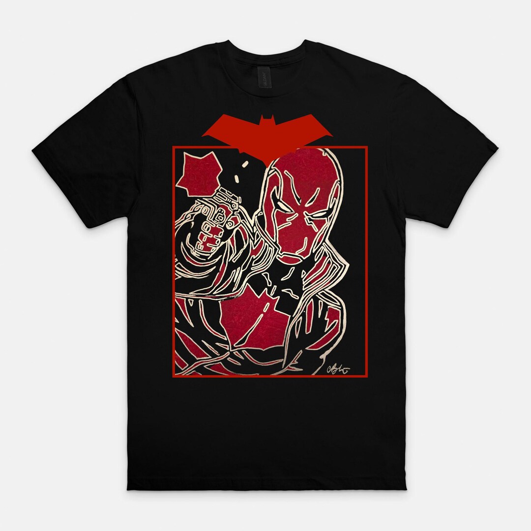 Red Hood T-shirt: Hand-painted Superhero Graphic Tee - Etsy