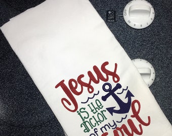 Bible Verse Embroidered Kitchen Towels, Scripture Tea Towels, Biblical Hand Towel, Inspirational Farmhouse Dish Towels, Christian Flour Sack