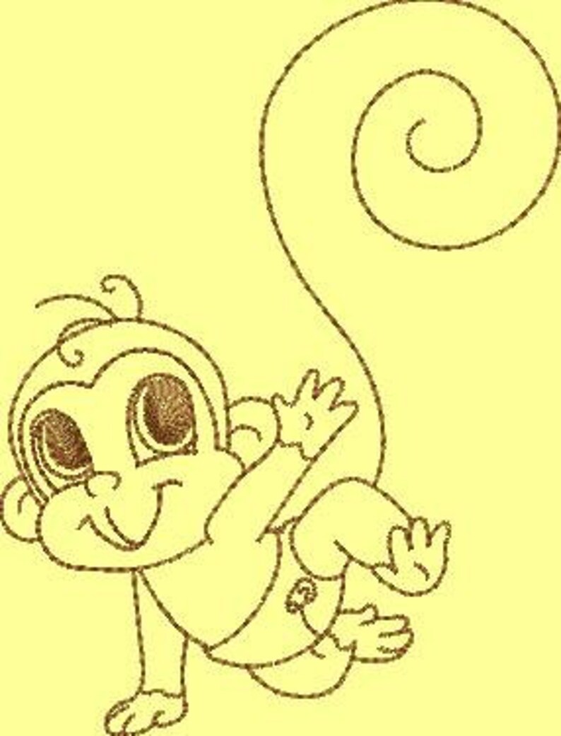 Redwork baby monkeys machine embroidery designs pack of 10  etsy Redwork baby monkeys machine embroidery designs pack of 10  etsy