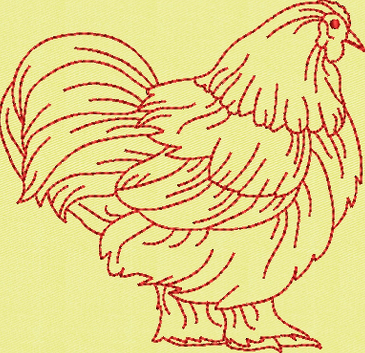Chicken Redwork File 10 Chicken Line-art Redwork Applique Quilted Machine | Etsy
