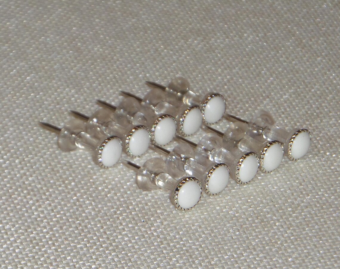 25 white thumb tacks Push pin Office School Decor Bulletin Etsy