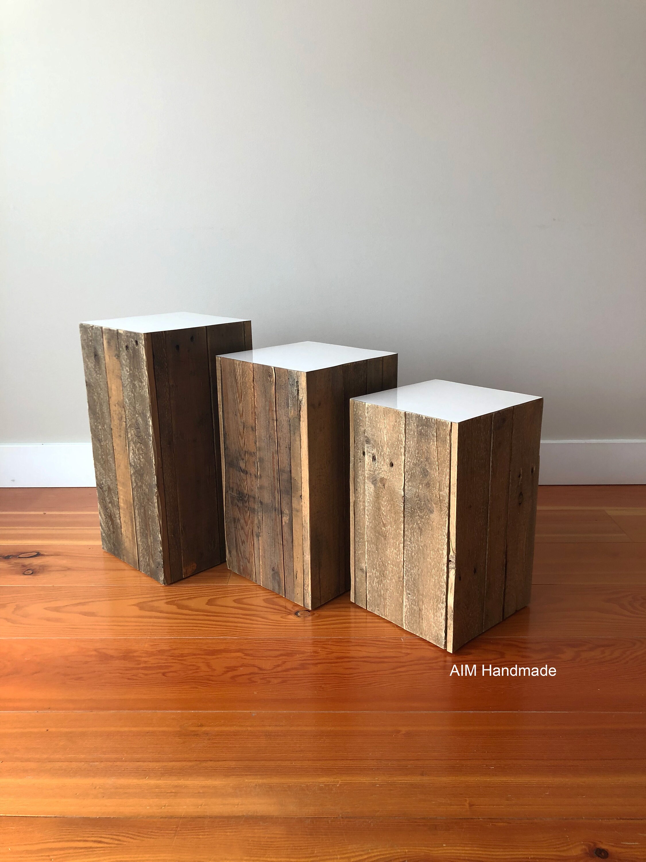 Barn Wood End Table Side Table Rustic Timbers 9 Square In Three