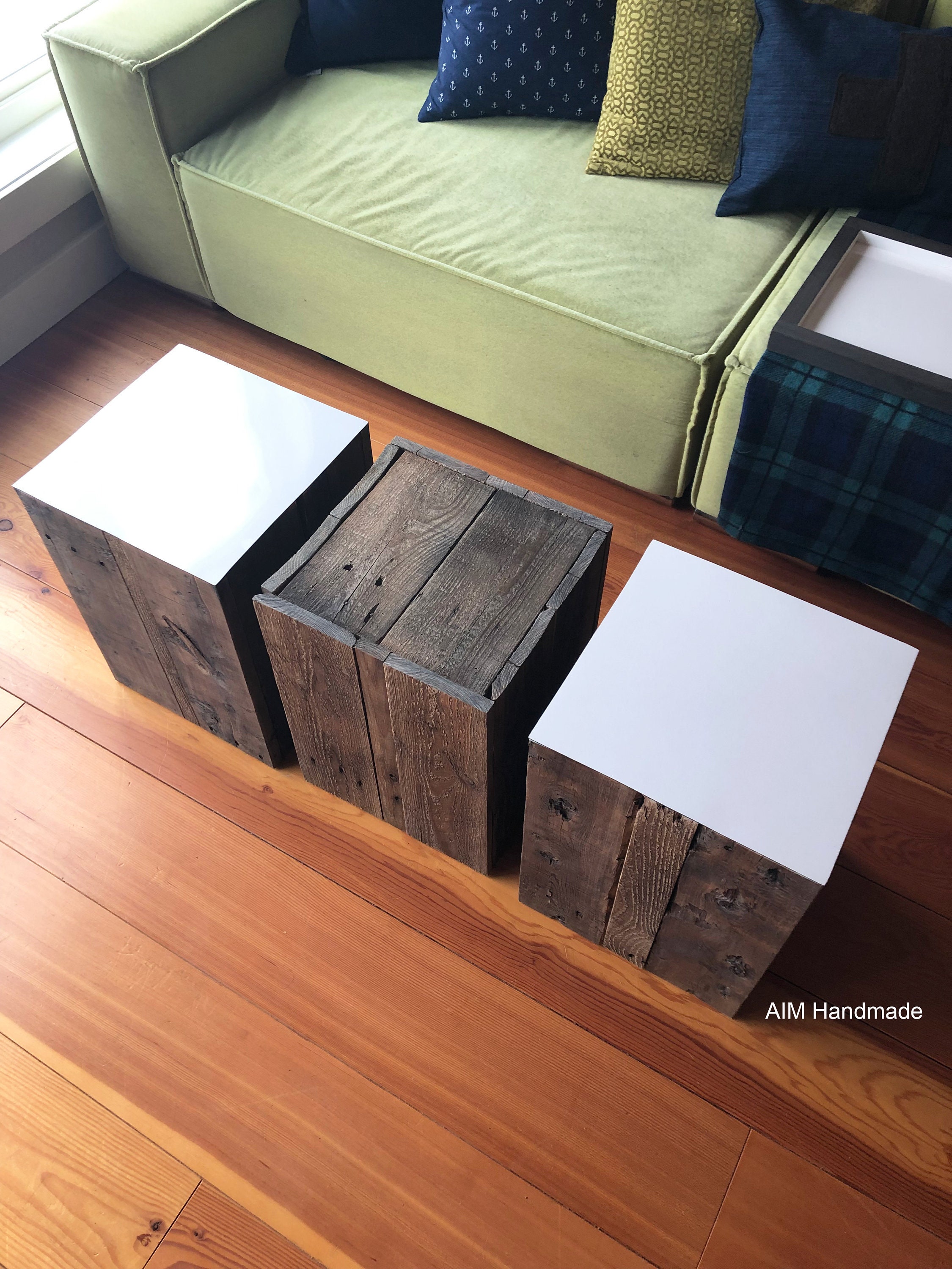 Barn Wood Coffee Table End Tables Log Side Table Set Of 3 Etsy