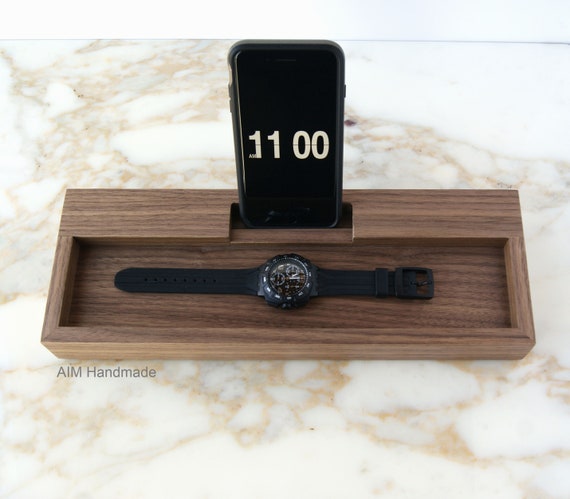 Phone Charging Station Iphone Dock Walnut Gloss White Etsy