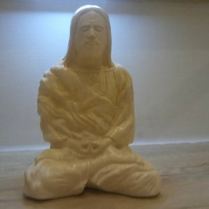 Jesus meditating statue in lotus Yoga posture . Made in California.
