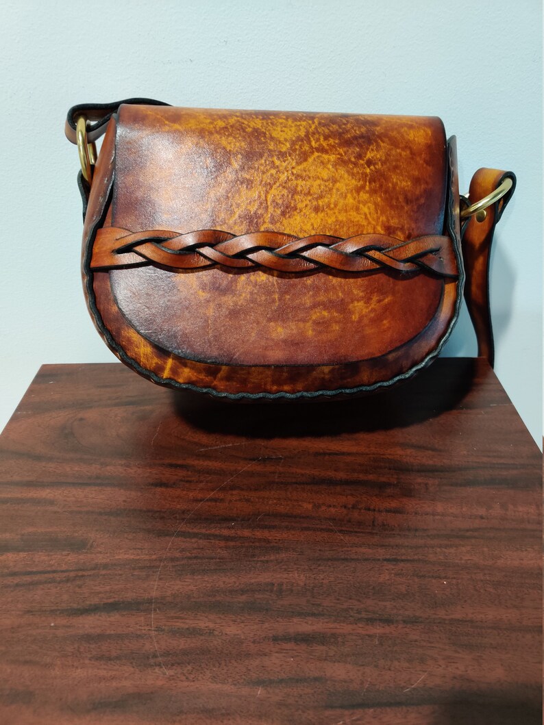 Medium Handmade Latigo Leather Shoulder Bag Handdyed and Etsy