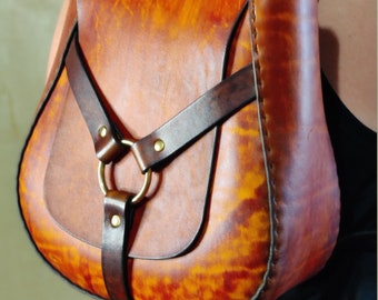 Large Handmade Latigo Leather Backpack - Hand-dyed and hand-stitched - Solid Brass hardware