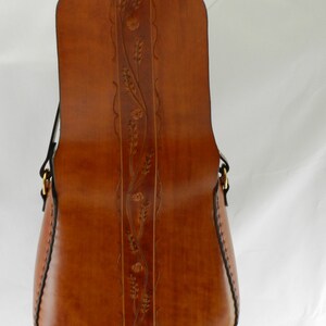 Handmade Latigo Leather Shoulder Bag Hand-dyed, hand tooled, hand-stitched Solid Brass hardware with magnetic clasp image 3