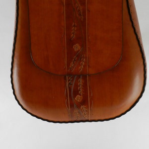 Handmade Latigo Leather Shoulder Bag Hand-dyed, hand tooled, hand-stitched Solid Brass hardware with magnetic clasp image 2