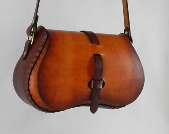 Latigo Leather Crossbody / Shoulder Bag - Hand-dyed, hand-stitched